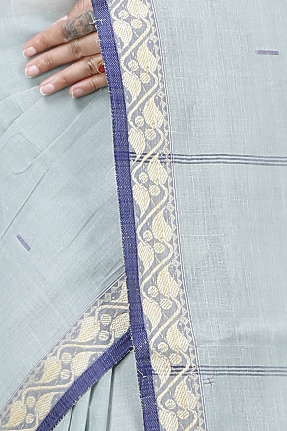 Light Grey Pure Cotton Gaela Tant Saree (924)